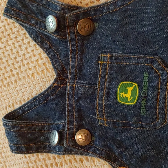 John Deere size 3/6 months jeans denim overalls shorts - Picture 5 of 5